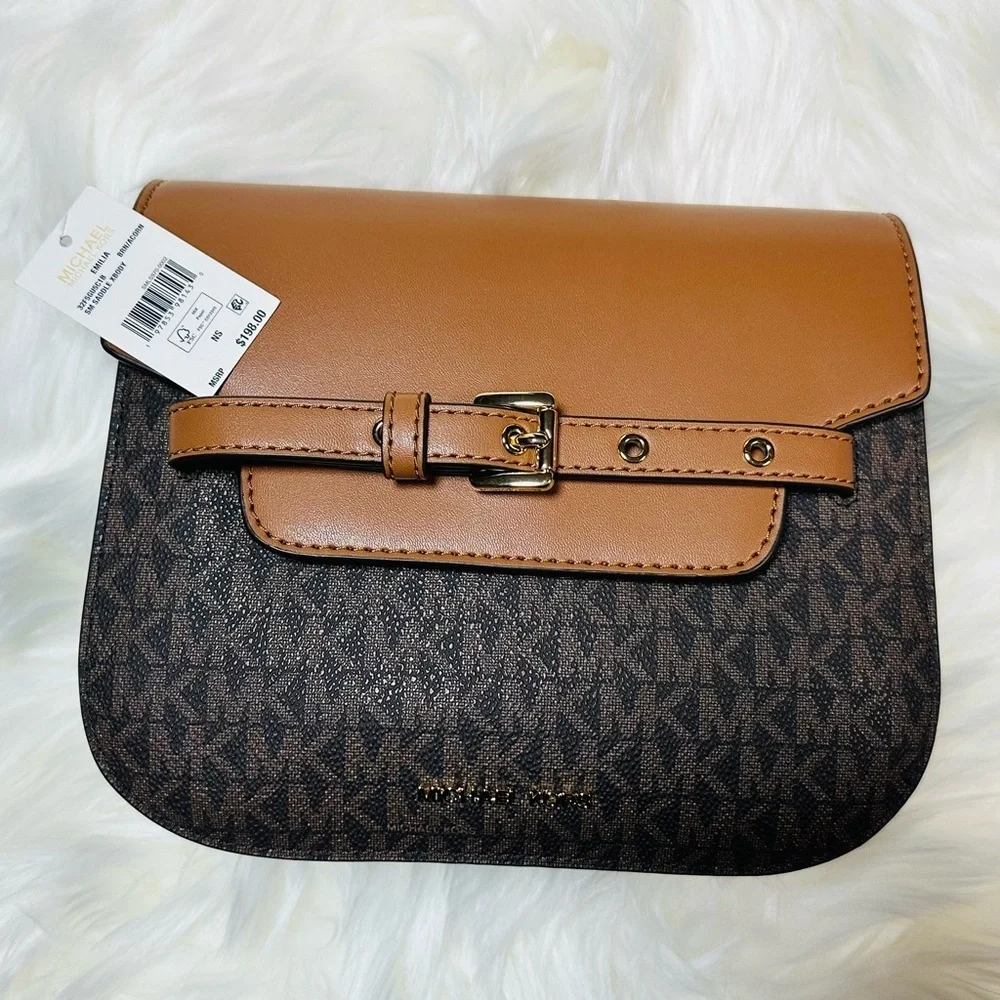 Michael Kors Tan and Brown Crossbody Bag